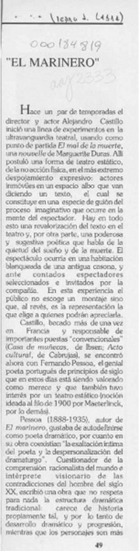 "El marinero"  [artículo] Pedro J. Labra.