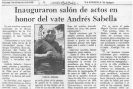 Inauguraron salón de actos en honor del vate Andrés Sabella  [artículo].