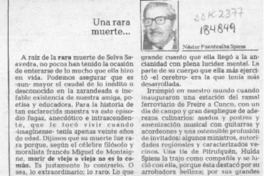 Una rara muerte --  [artículo] Néstor Fuentealba Spiess.