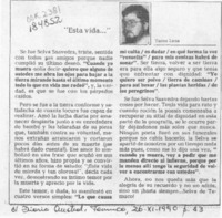 "Esta vida --"  [artículo] Tadeo Luna.