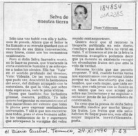 Selva de nuestra tierra  [artículo] Ulises Valderrama.