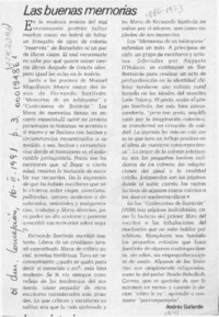 Las buenas memorias  [artículo] Andrés Gallardo.