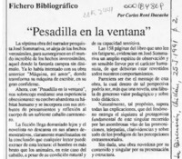 "Pesadilla en la ventana"  [artículo] Carlos René Ibacache.