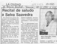 Recital de saludo a Selva Saavedra