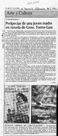 Peripecias de una joven madre en novela de Gmo. Torres Lara  [artículo] L. F. C.
