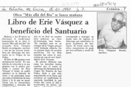 Libro de Erie Vásquez a beneficio del Santuario  [artículo].