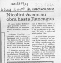 Nicolini va con su obra hasta Rancagua  [artículo].