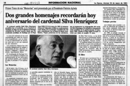 Dos grandes homenajes recordarán hoy aniversario del cardenal Silva Henríquez  [artículo].