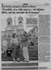 "Escribir "La vida nueva", mi último libro, me ha salvado de la locura"  [artículo] Francisca Aninat.