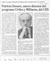 Patricio Dooner, nuevo director del programa Civiles y Militares, del CED