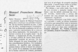 Manuel Francisco Mesa Seco  [artículo] Ernesto Güiraldes M.