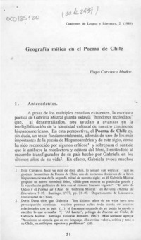 Geografía mítica en el Poema de Chile  [artículo] Hugo Carrasco Muñoz.