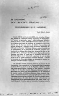 El arzobispo don Crescente Errázuriz  [artículo] José Rafael Reyes.