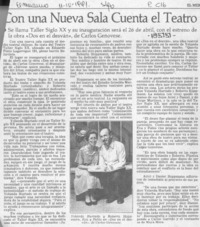 Con una nueva sala cuenta el teatro  [artículo].