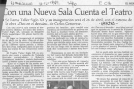 Con una nueva sala cuenta el teatro  [artículo].