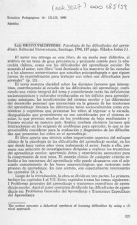 "Psicología de las dificultades del aprendizaje"  [artículo].