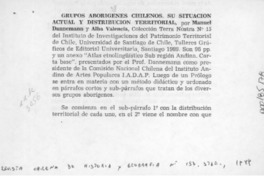 Grupos aborígenes chilenos, su situación actual y distribución territorial  [artículo] J. Rafael Reyes R.
