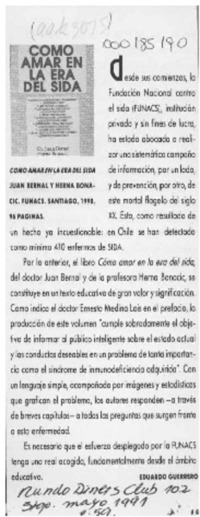 Cómo amar en la era del SIDA  [artículo] Eduardo Guerrero.