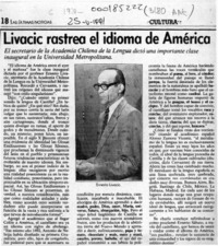 Livacic rastrea el idioma de América  [artículo].