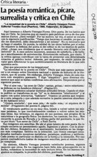La poesía romántica, pícara, surrealista y crítica en Chile  [artículo] Mario Tomás Schilling F.
