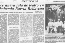 Nace nueva sala de teatro en el bohemio Barrio Bellavista  [artículo].