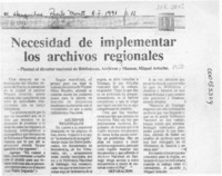 Necesidad de implementar los archivos regionales  [artículo].
