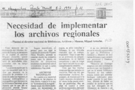 Necesidad de implementar los archivos regionales  [artículo].