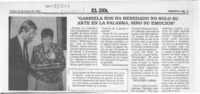 "Gabriela nos ha heredado no sólo su arte en la palabra, sino su emoción"  [artículo].