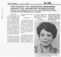 Con coraje y fe, escritora serenense obtuvo una distinción internacional  [artículo].
