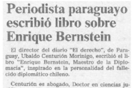Periodista paraguayo escribió libro sobre Enrique Bernstein
