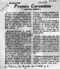 Premio Cervantes  [artículo] Virginia Giesen.