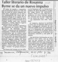 Taller literario de Rosanna Byrne se da un nuevo impulso  [artículo].