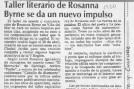 Taller literario de Rosanna Byrne se da un nuevo impulso  [artículo].