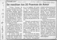 Se reeditan los 20 poemas de amor  [artículo]