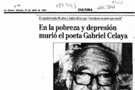 En la pobreza y depresión murió el poeta Gabriel Celaya  [artículo].