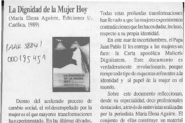 La Dignidad de la mujer hoy  [artículo].