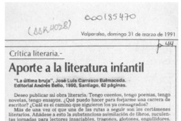 Aporte a la literatura infantil  [artículo] Mario Tomás Schilling F.