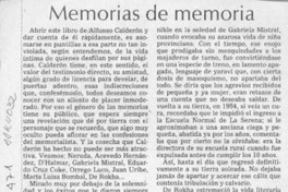 Memorias de memoria  [artículo] Hugo Rolando Cortés.