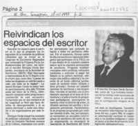 Reivindican los espacios del escritor  [artículo].