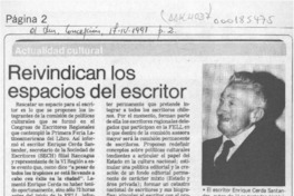Reivindican los espacios del escritor  [artículo].