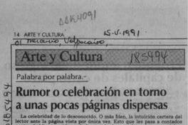 Rumor o celebración en torno a unas pocas páginas dispersas  [artículo] Marcelo Novoa.
