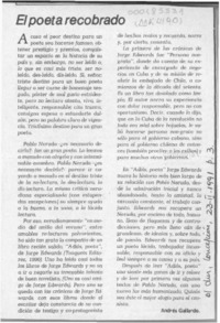El poeta recobrado  [artículo] Andrés Gallardo.