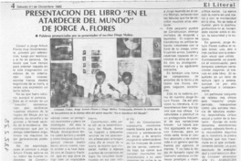 Presentación del libro "En el atardecer del mundo" de Jorge A. Flores  [artículo] Diego Muñoz Valenzuela.