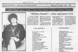 "Mónica Jensen" -- estoy aquí para vivir  [artículo].
