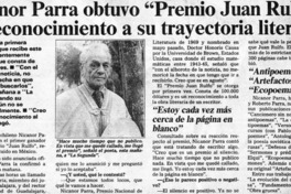 Nicanor Parra obtuvo "Premio Juan Rulfo"