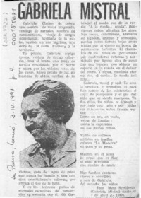 Gabriela Mistral  [artículo] Juan Meza Sepúlveda.