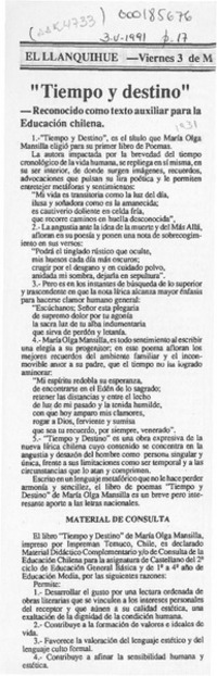 "Tiempo y destino"  [artículo].