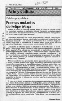 Poemas mutantes de Felipe Moya  [artículo] Marcelo Novoa.