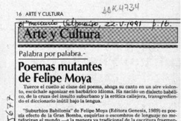 Poemas mutantes de Felipe Moya  [artículo] Marcelo Novoa.