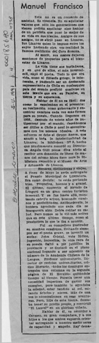 Manuel Francisco  [artículo] Pedro Olmos.